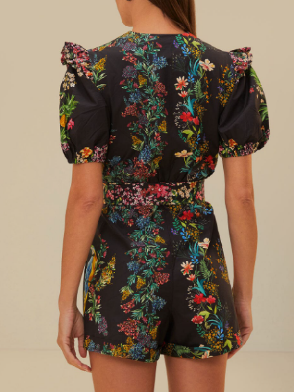 Delicate forest print floral organic cotton bodysuit