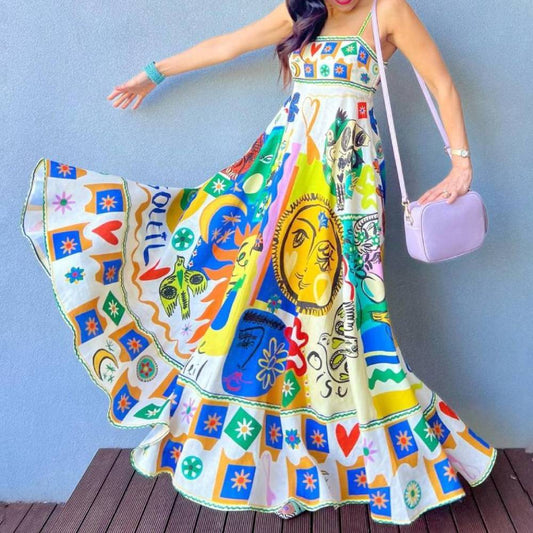 Colorful Beach Sling Maxi Dress