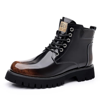 Men's warm high-top Martin boots with color polished leather boots