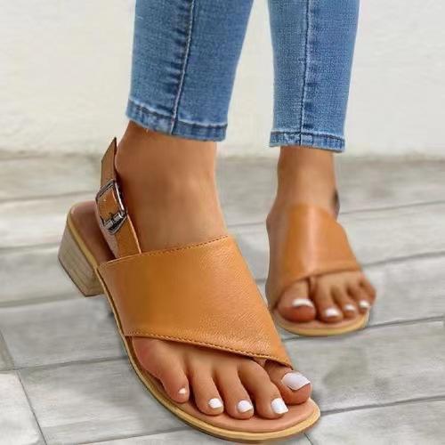 Women's Square Toe Casual Buckle Thick Heel Sandals