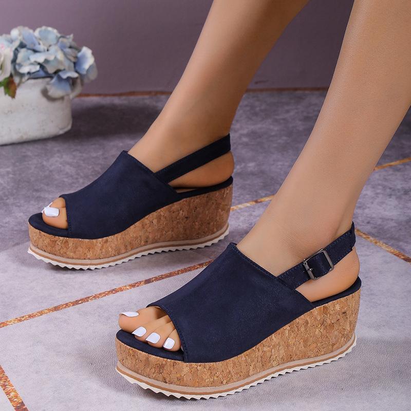 Braided Wedge Platform Heel Buckle Sandals