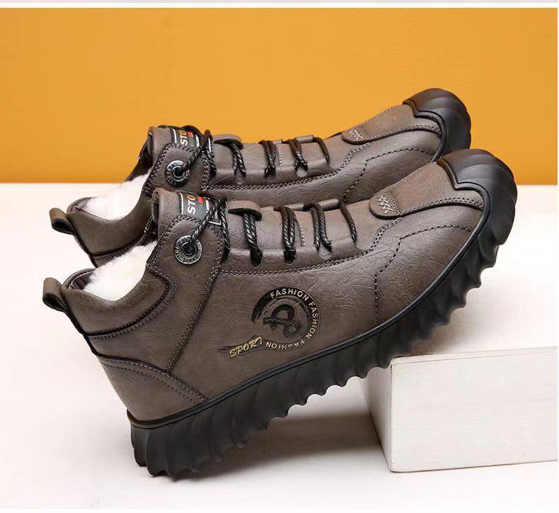 New Men's Cotton Shoes Thickened Snow Boots Dad's Shoes Plus Velvet Casual Shoes