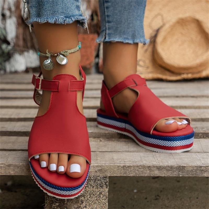 Women's Thick Bottom Buckle Fish Mouth Sandals