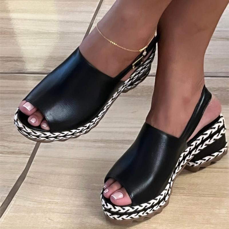 Woven Platform Leather Sandals