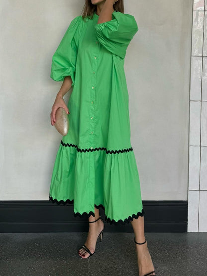 The Loose Mid-sleeve Maxi Dress