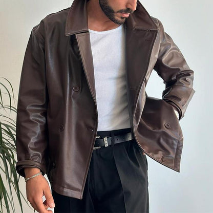 Men's Leather Jacket Vintage Coat