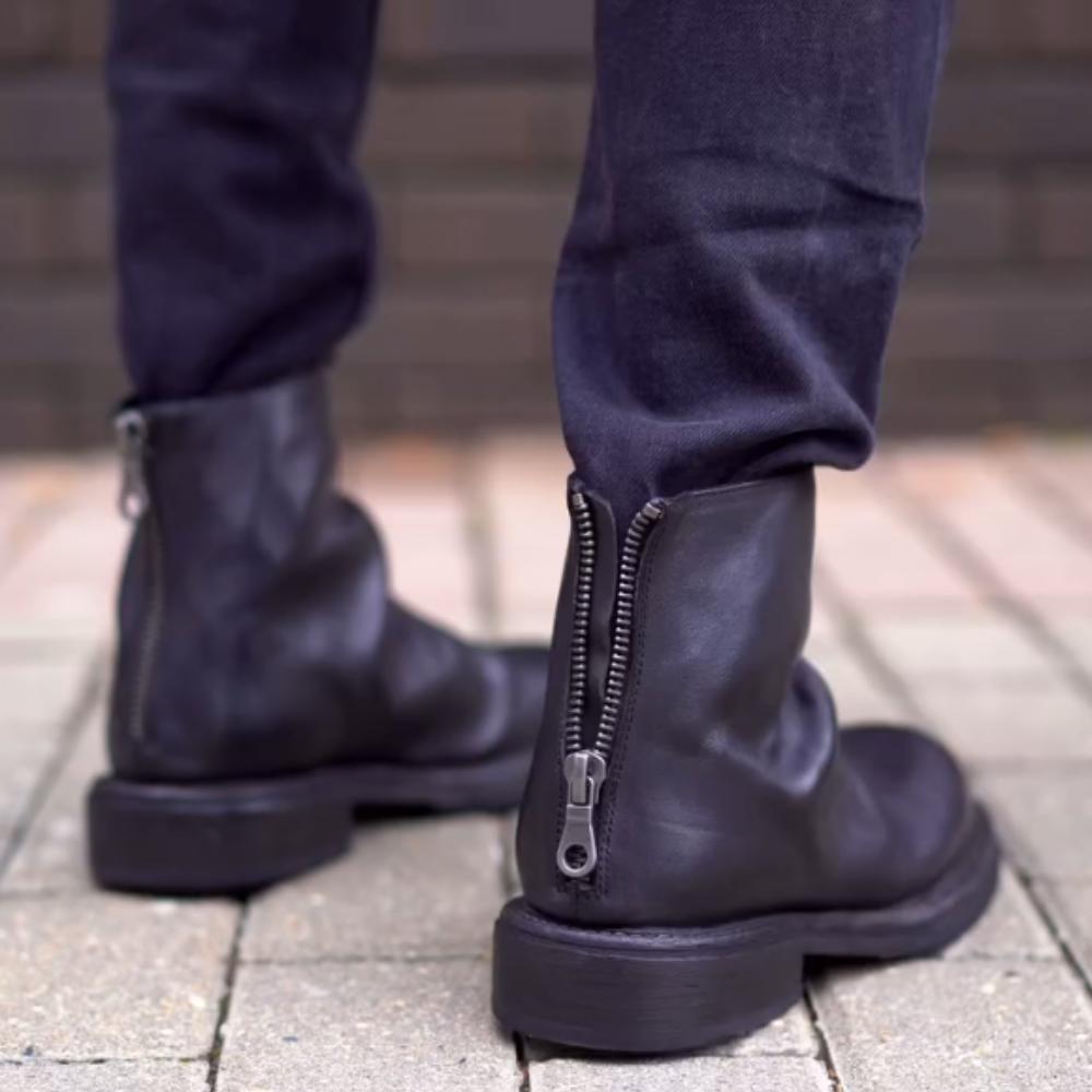 Men's Genuine Leather Casual Zipper Boots