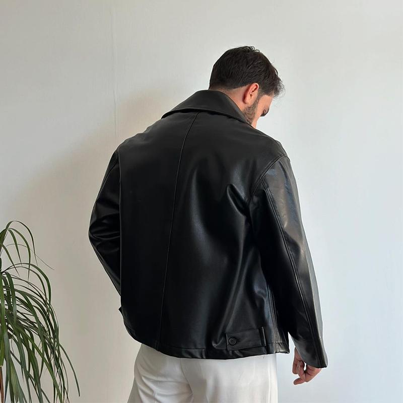 Men's Leather Jacket Vintage Coat