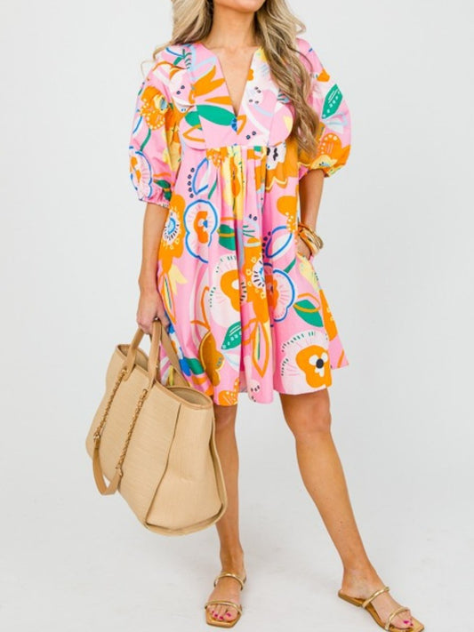 Fun In Floral Scallop Dress