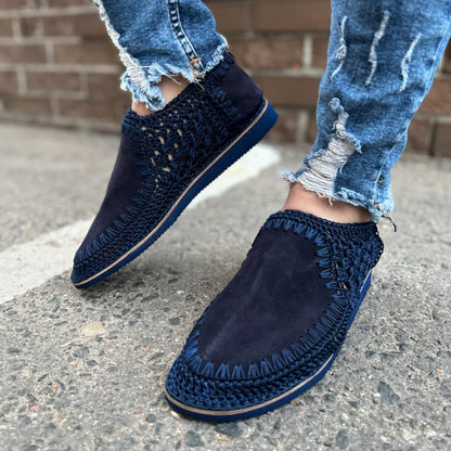 Men's Woven Leather Flat Shoes