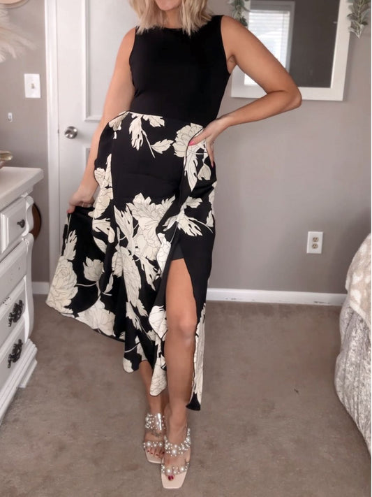 Elegant Floral Split Dress