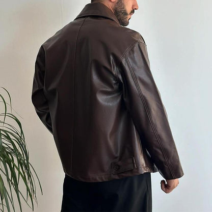 Men's Leather Jacket Vintage Coat