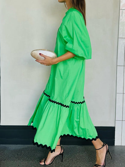 The Loose Mid-sleeve Maxi Dress