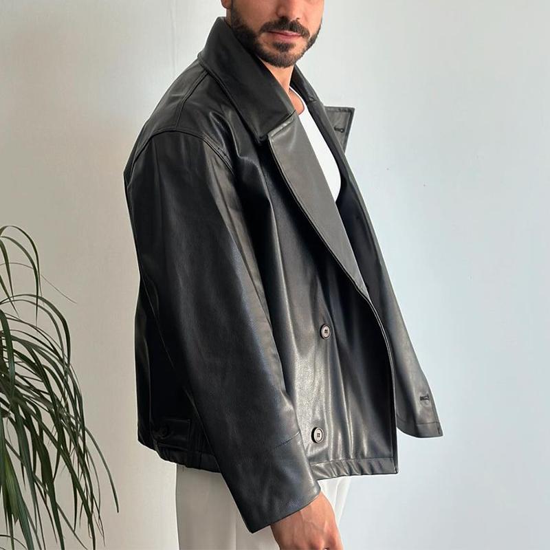 Men's Leather Jacket Vintage Coat