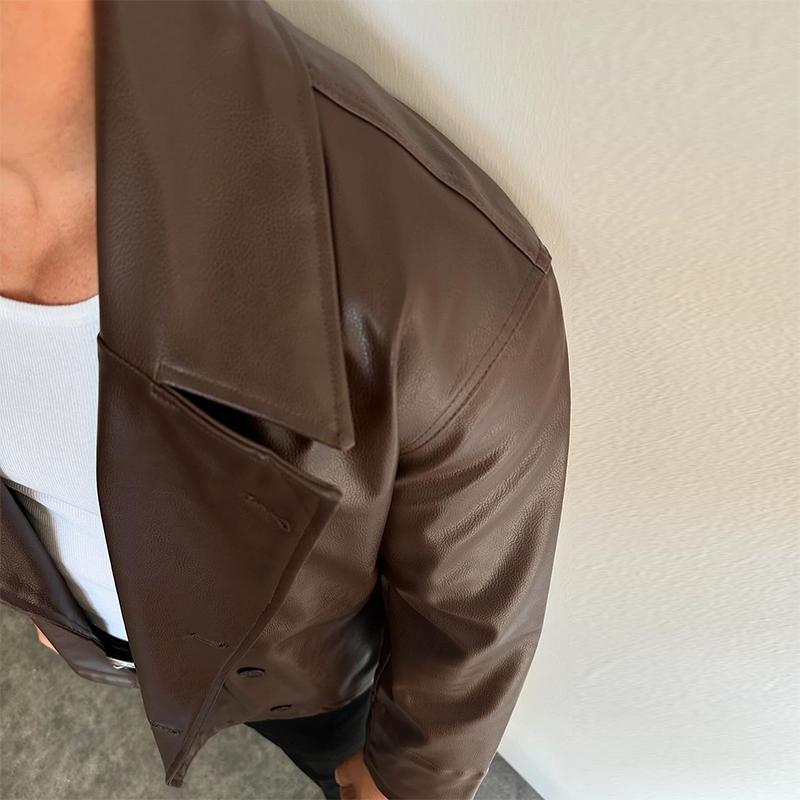 Men's Leather Jacket Vintage Coat