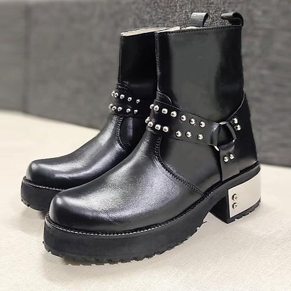 Men's Heavy Metal Punk Leather Boots