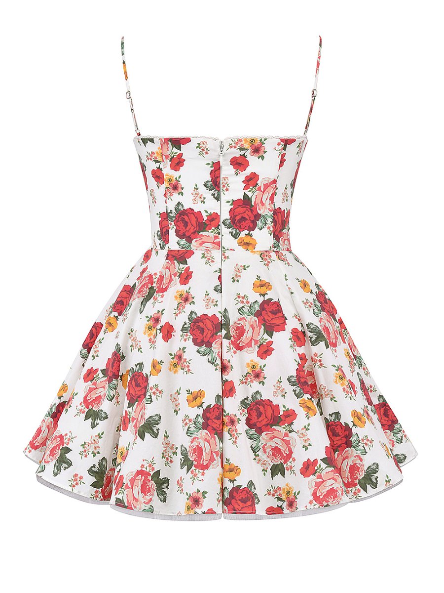 Floral Printed Mesh Patchwork Sing Dress