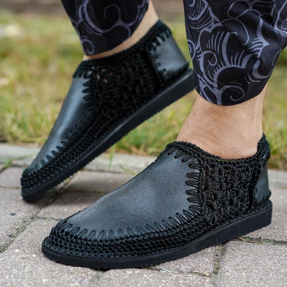 Men's Woven Leather Flat Shoes