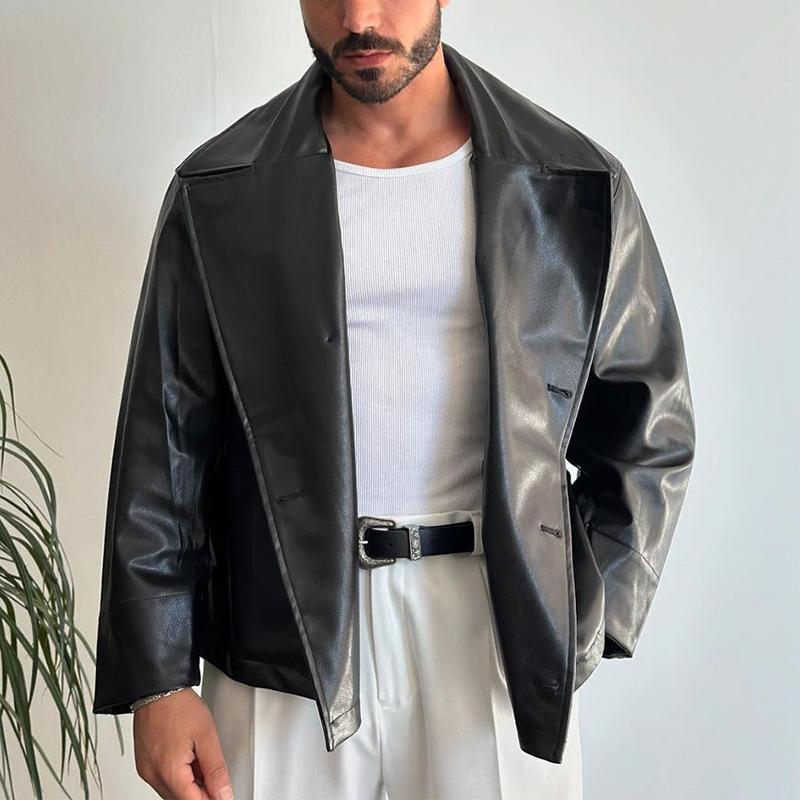 Men's Leather Jacket Vintage Coat