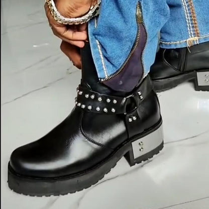 Men's Heavy Metal Punk Leather Boots