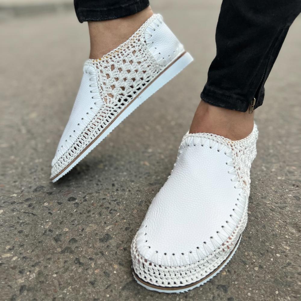 Men's Woven Leather Flat Shoes